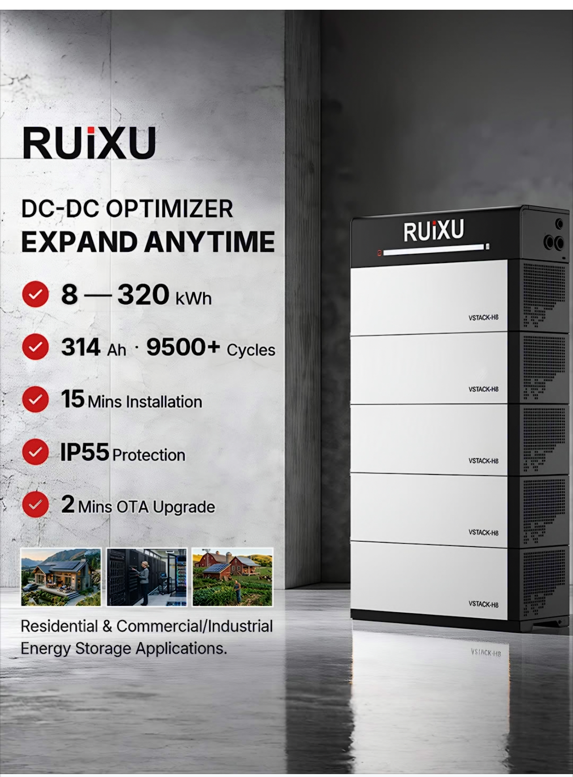 Ruixu VSTACK-H8 – DC-DC optimizer, expand anytime