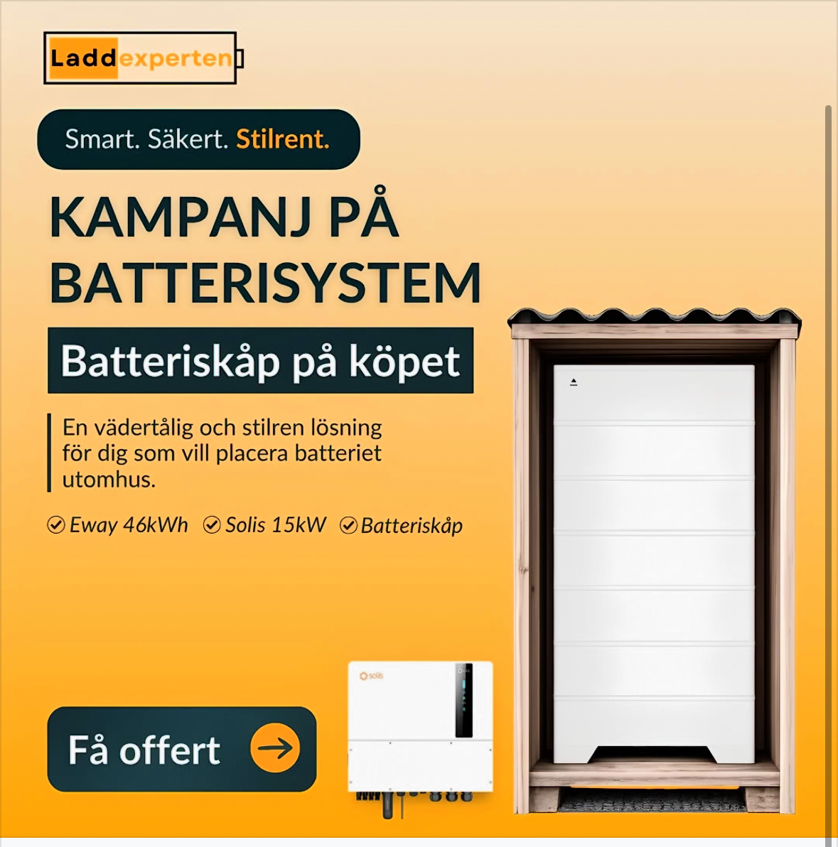 Laddexperten – Kampanj på batterisystem, batteriskåp på köpet